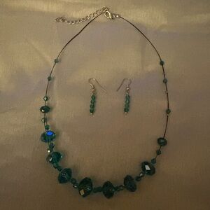 Charming Charlie Teal Necklace and Earring Set